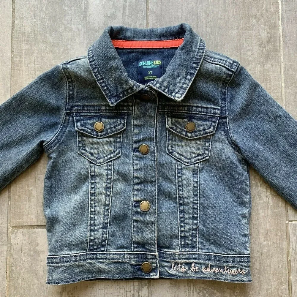 Genuine Kids From Oshkosh Girls Toddler Jean Denim Jacket 3T Casual Cute